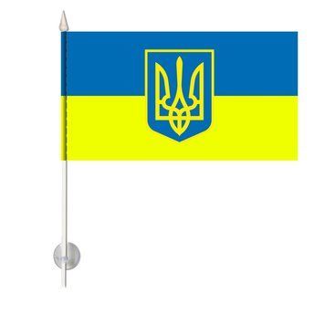 Двухсторонний Автомобильный Флаг Украины С присоской на палочке 12х24 см