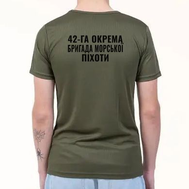 Чоловіча футболка Coolmax олива 42-га окрема бригада морської піхоти